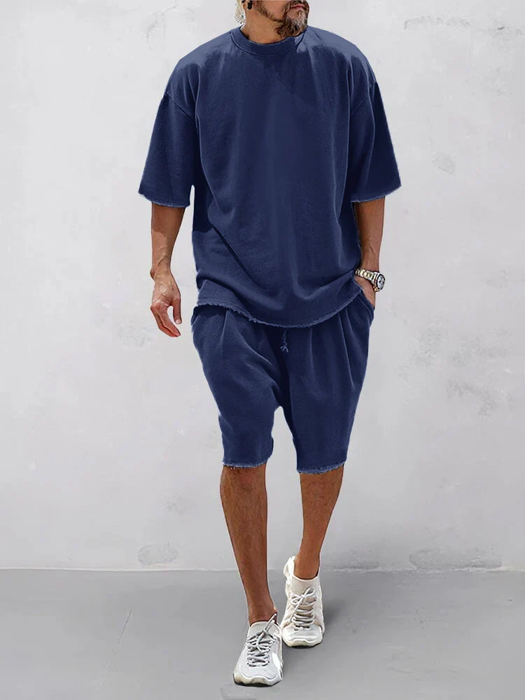Casual Loose Fit Solid Sports Sets - Image 8
