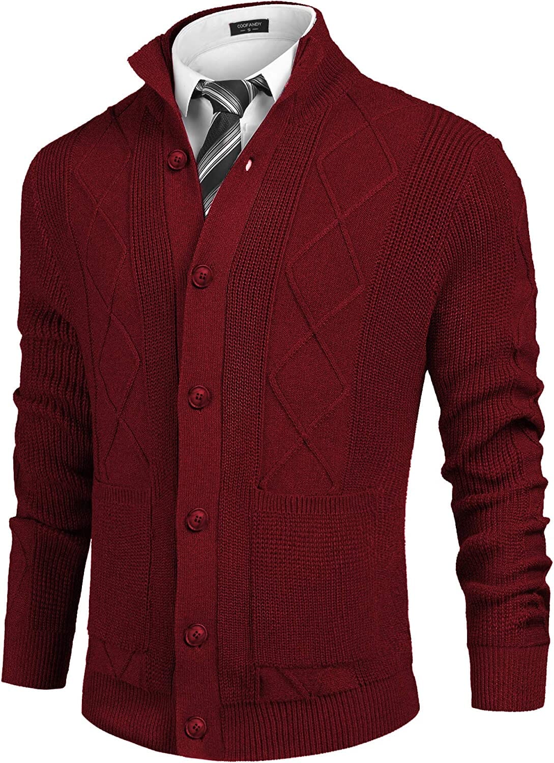 Casual Stand Collar Button Down Cardigan with Pockets (US Only) - Image 2