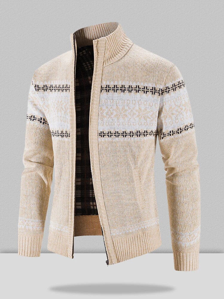 Christmas snowflake piece standing collar warm cardigan knitted jacket - Image 14