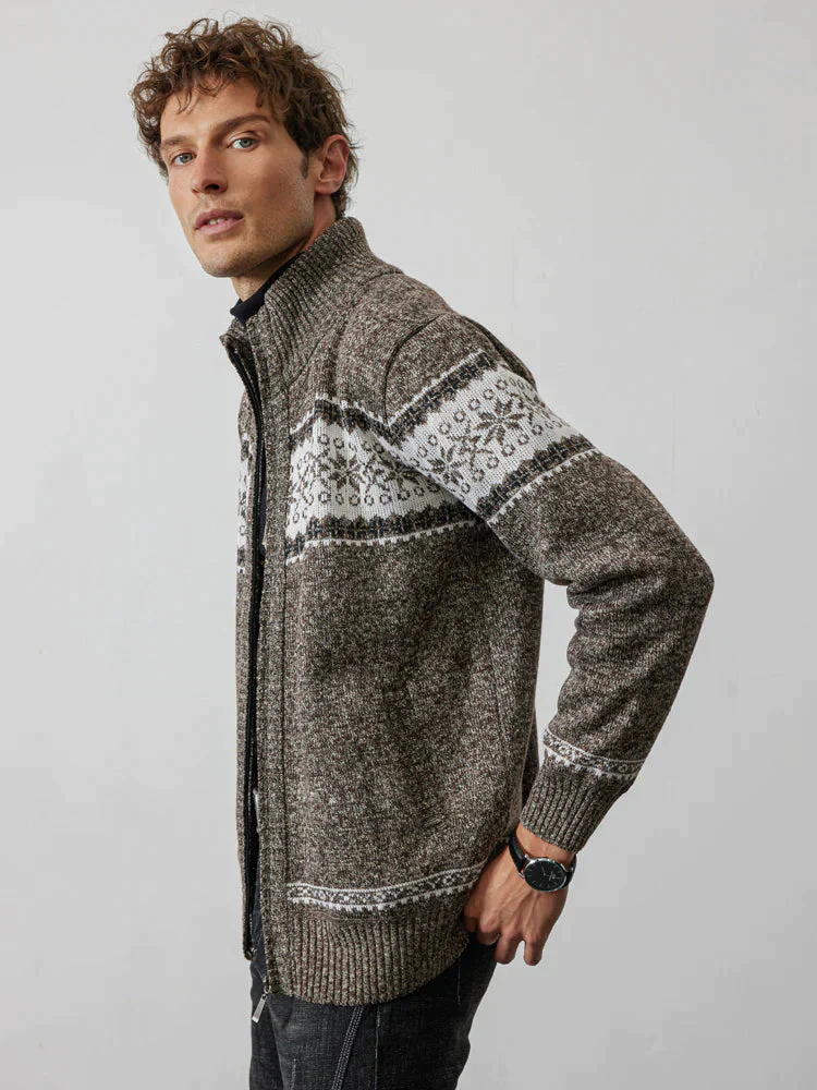 Christmas snowflake piece standing collar warm cardigan knitted jacket - Image 23