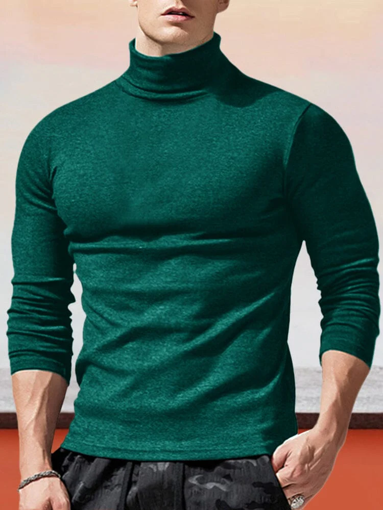 Classic Slim Fit Turtleneck Basic Top - Image 3