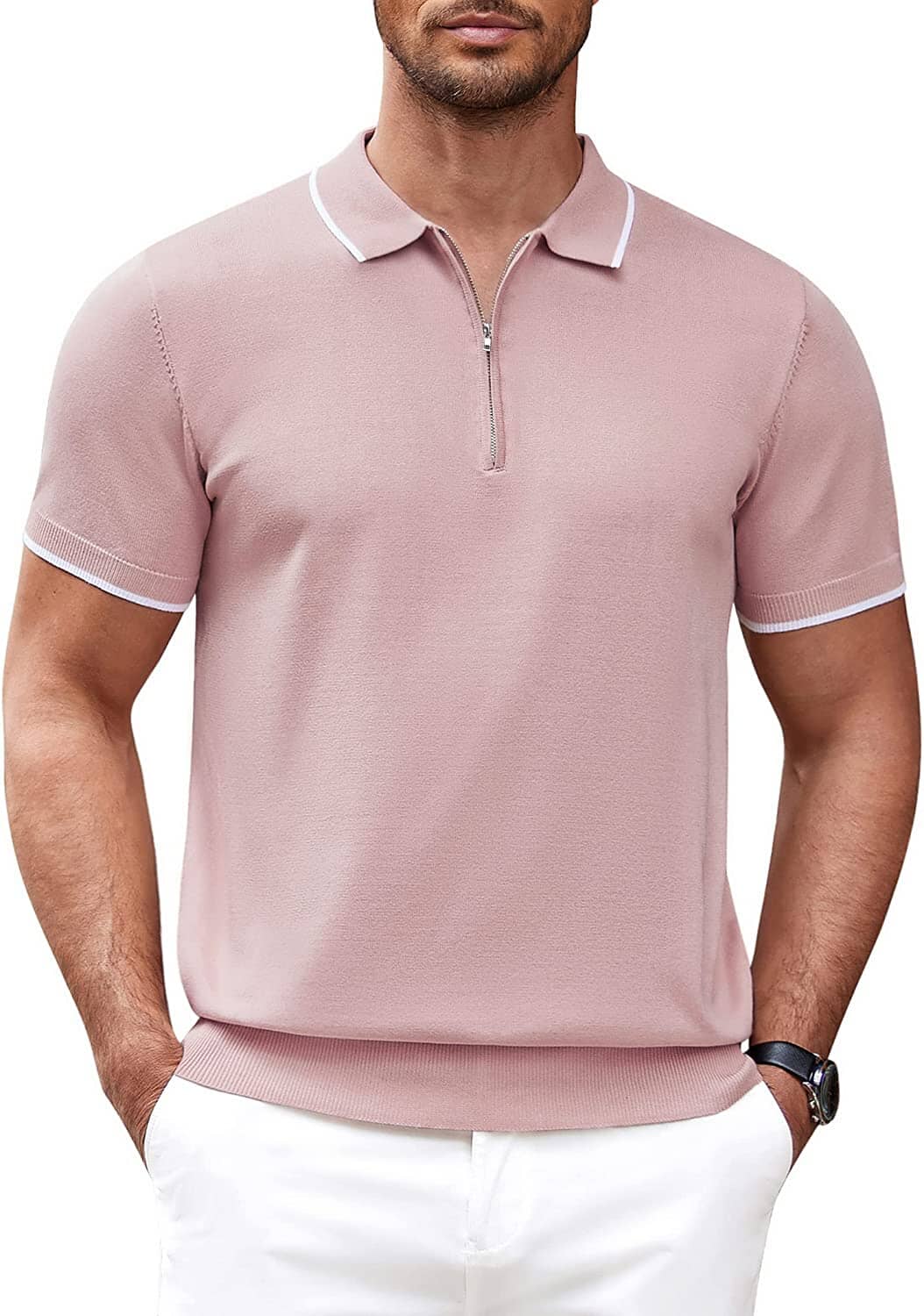 Classic Zipper Short Sleeve Polo Shirt (US Only) - Image 7