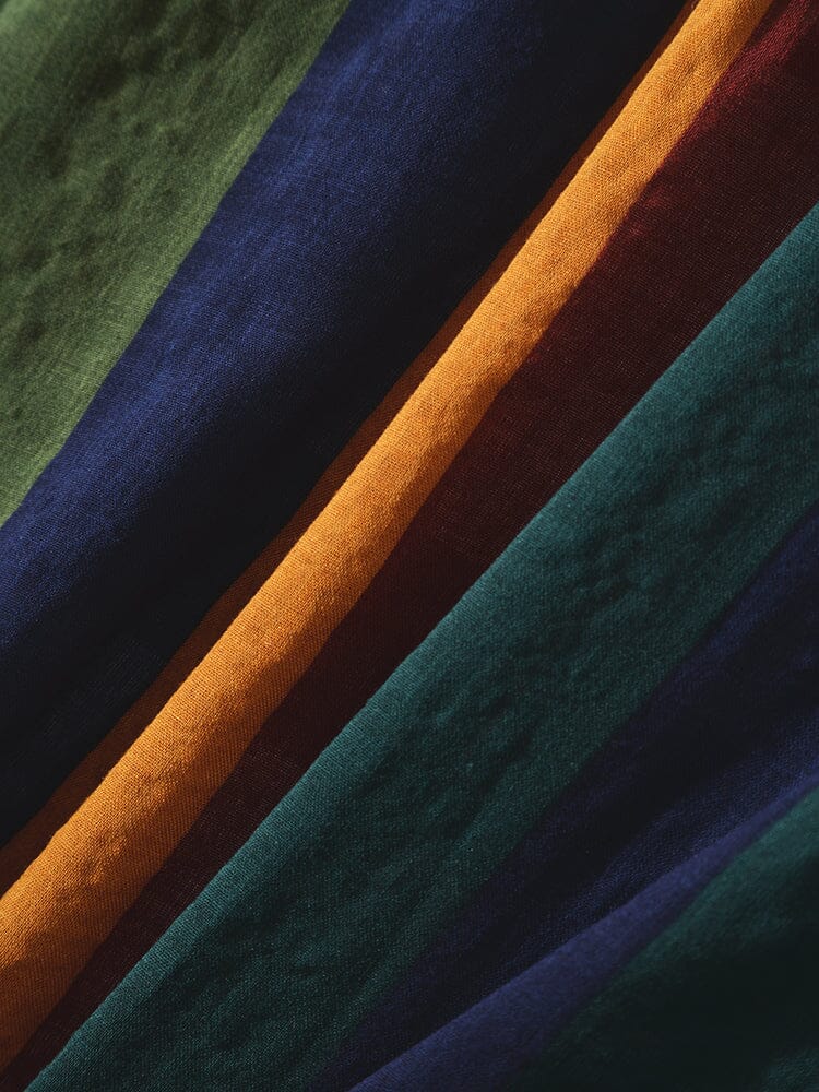 Contrast Stripe Linen Long Sleeve Shirt - Image 8