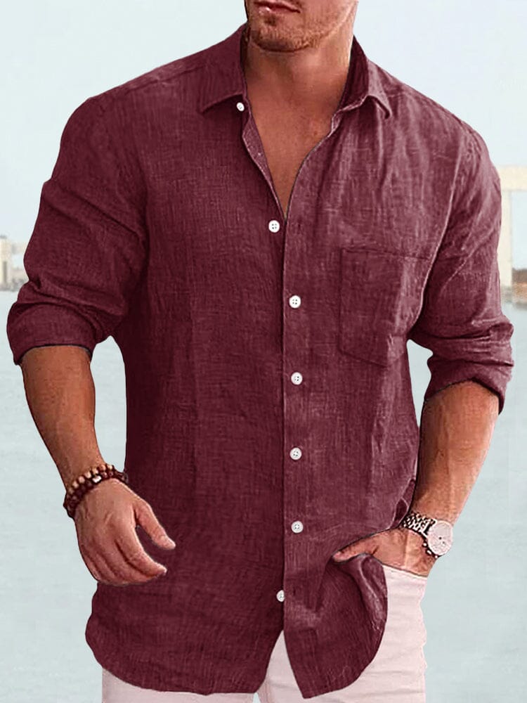 Cotton Linen Long Sleeve Shirt - Image 3