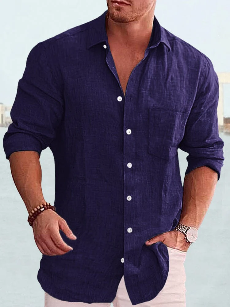 Cotton Linen Long Sleeve Shirt - Image 7