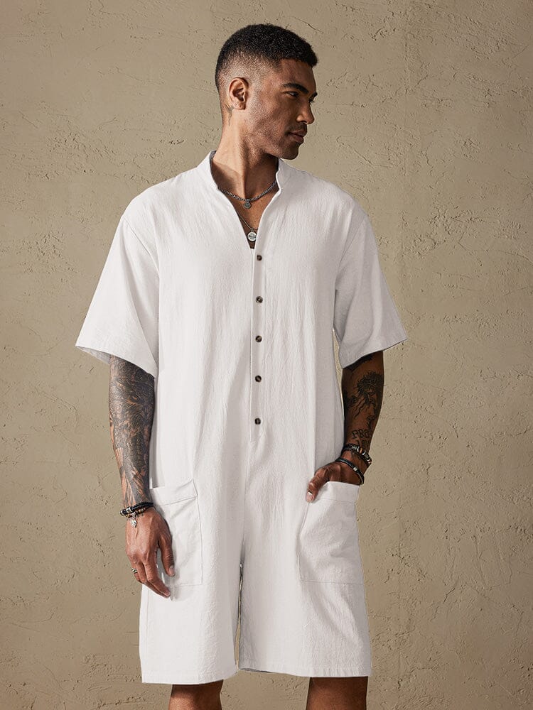 Cotton Stand Collar Jumpsuit - Image 5