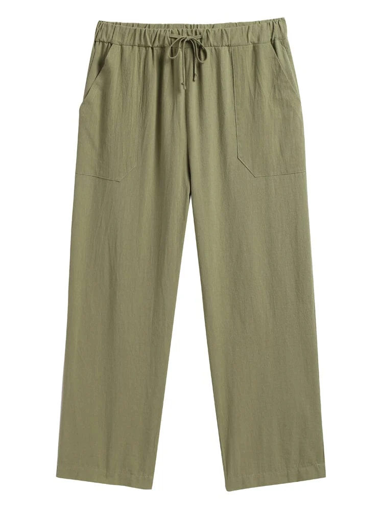 Cotton Linen Style Yoga Pants With Pockets - Image 15