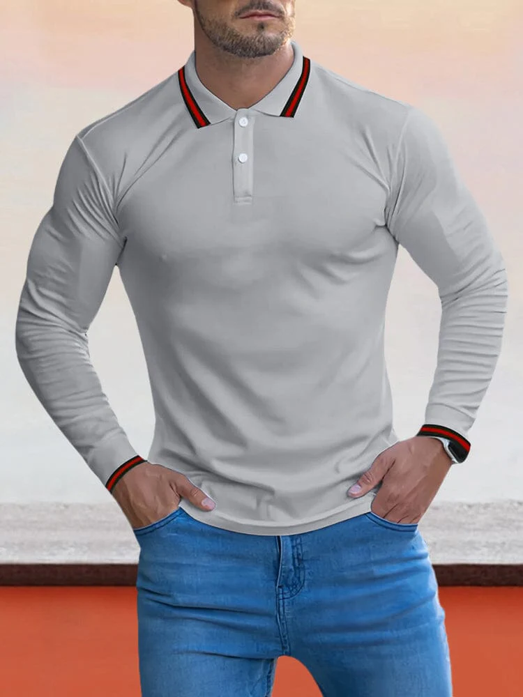 Cozy Stripe Collar Polo Shirt - Image 3