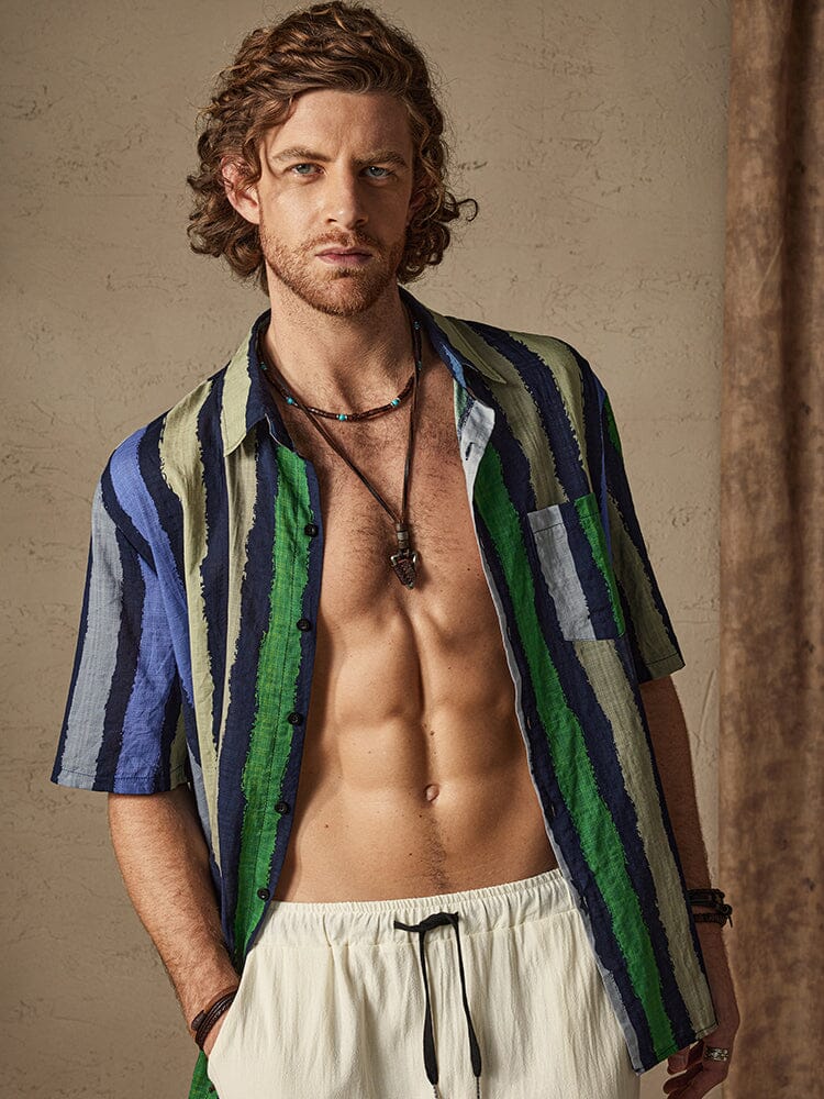Cozy Stripe Cotton Beach Shirt - Image 3