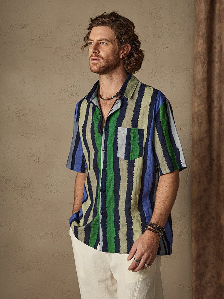 Cozy Stripe Cotton Beach Shirt - Image 4