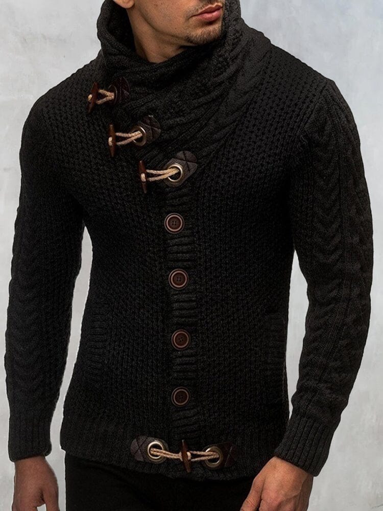 Fashion Knitted High Collar Button Sweater - Image 2