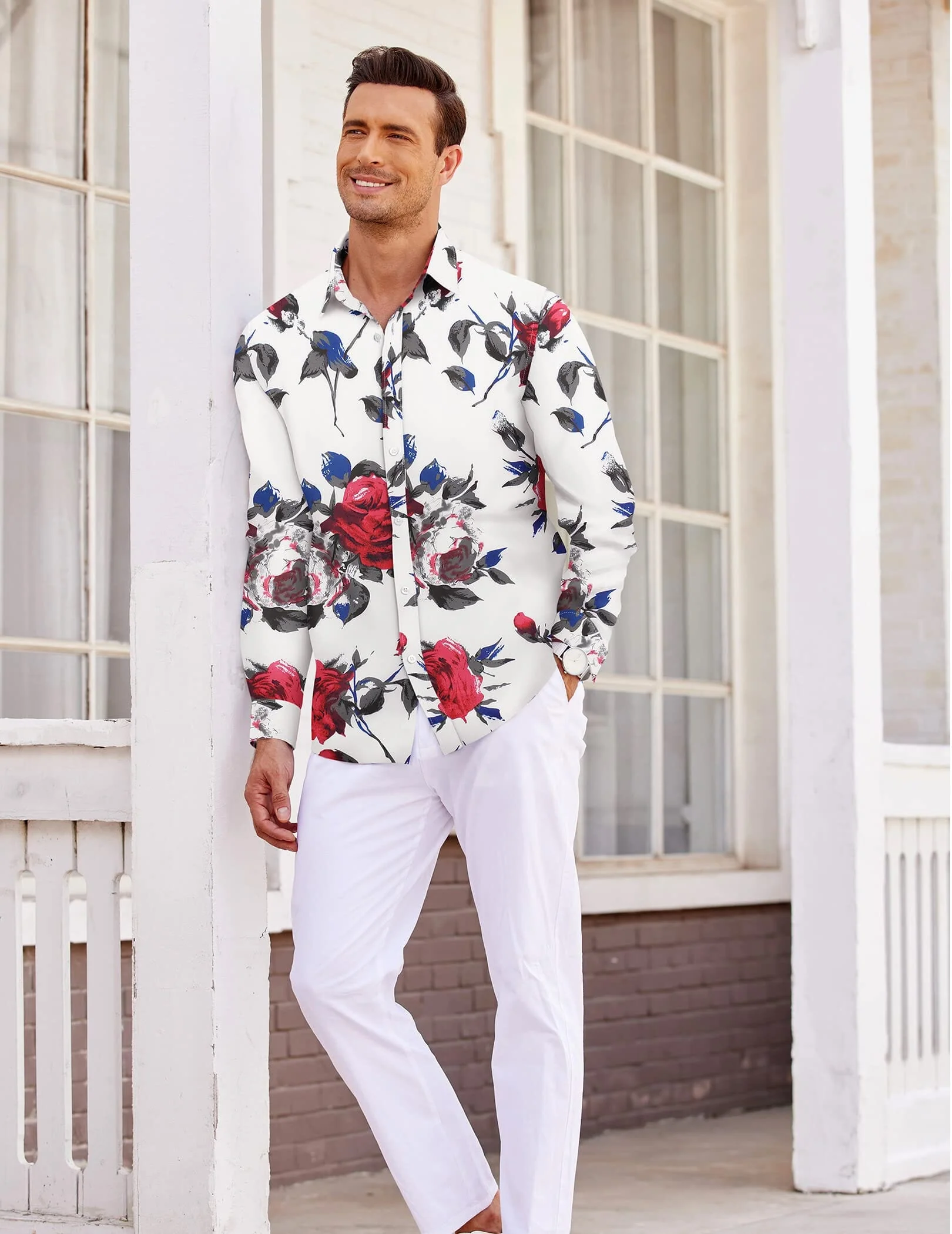 Floral Hawaiian Tropical Button Down Beach Shirt (US Only) - Image 9