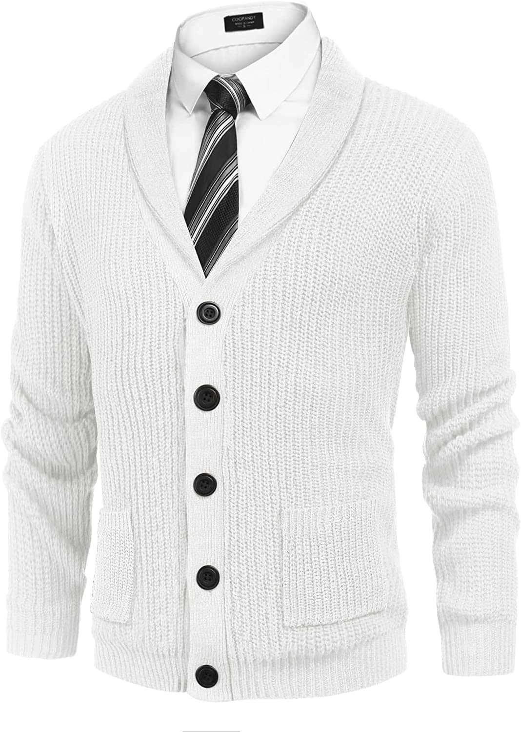 Lapel Button Up Cable Knit Cardigan with Pockets (US Only) - Image 2