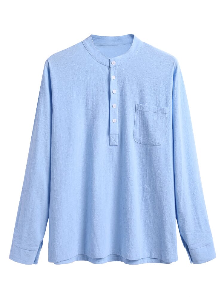 Linen V-neck Beach Long-sleeved Shirt - Image 13