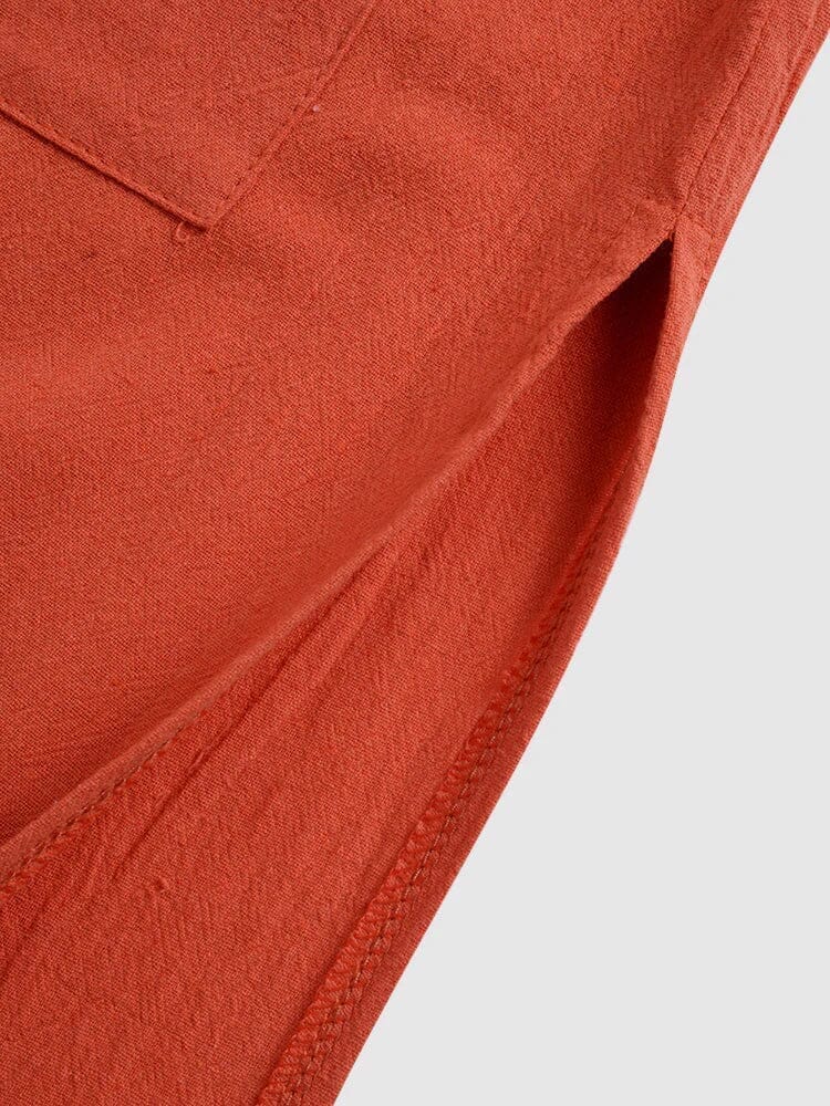Long Cotton Linen Style Slit Shirt - Image 13