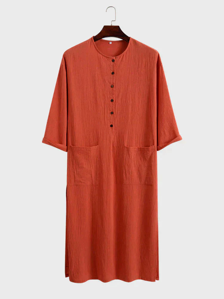 Long Cotton Linen Style Slit Shirt - Image 16