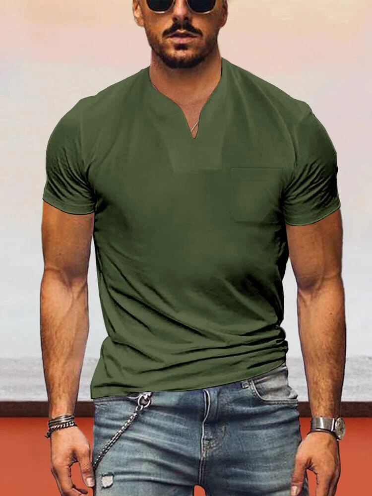 Loose Fit V-neck Short Sleeves T-shirt - Image 2