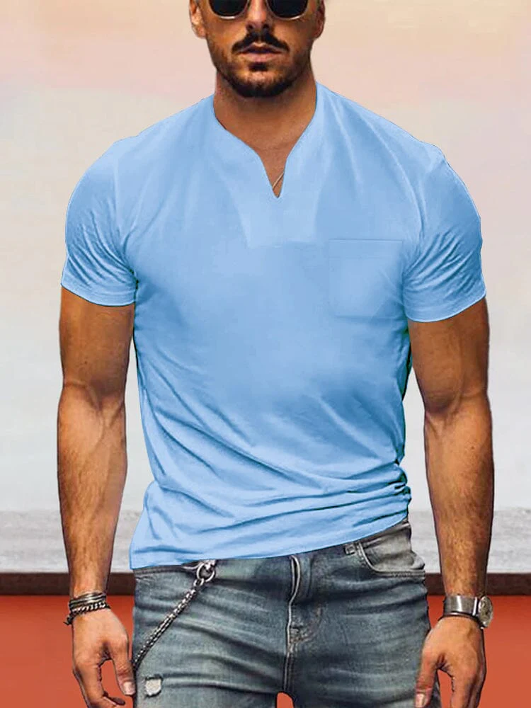 Loose Fit V-neck Short Sleeves T-shirt - Image 3