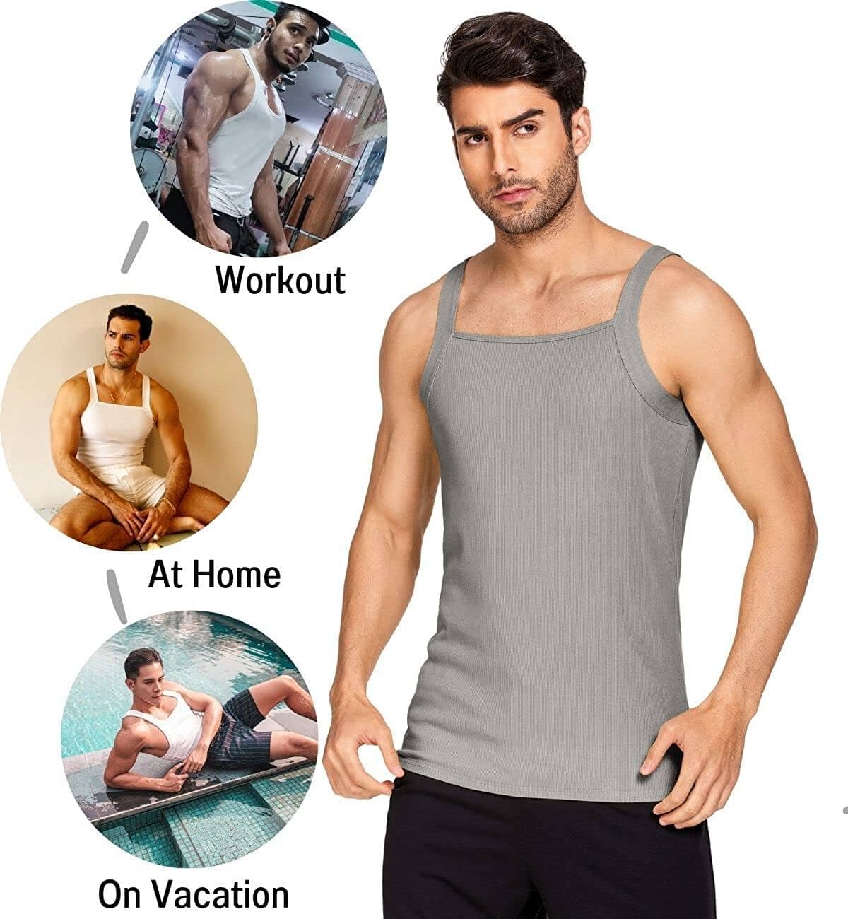 2 Pack Tank Tops Cotton Workout Undershirts (US Only) - Image 10