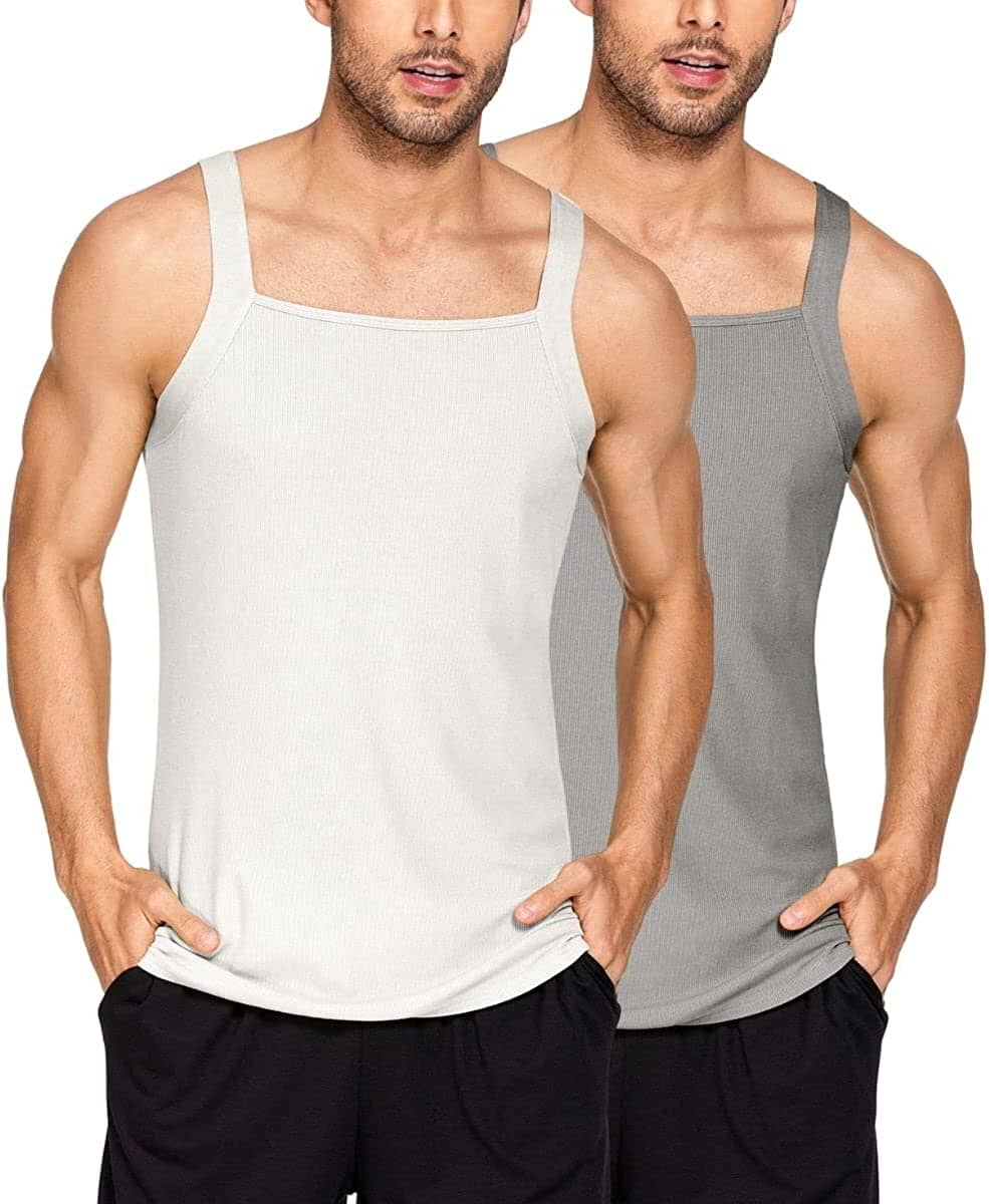 2 Pack Tank Tops Cotton Workout Undershirts (US Only) - Image 8