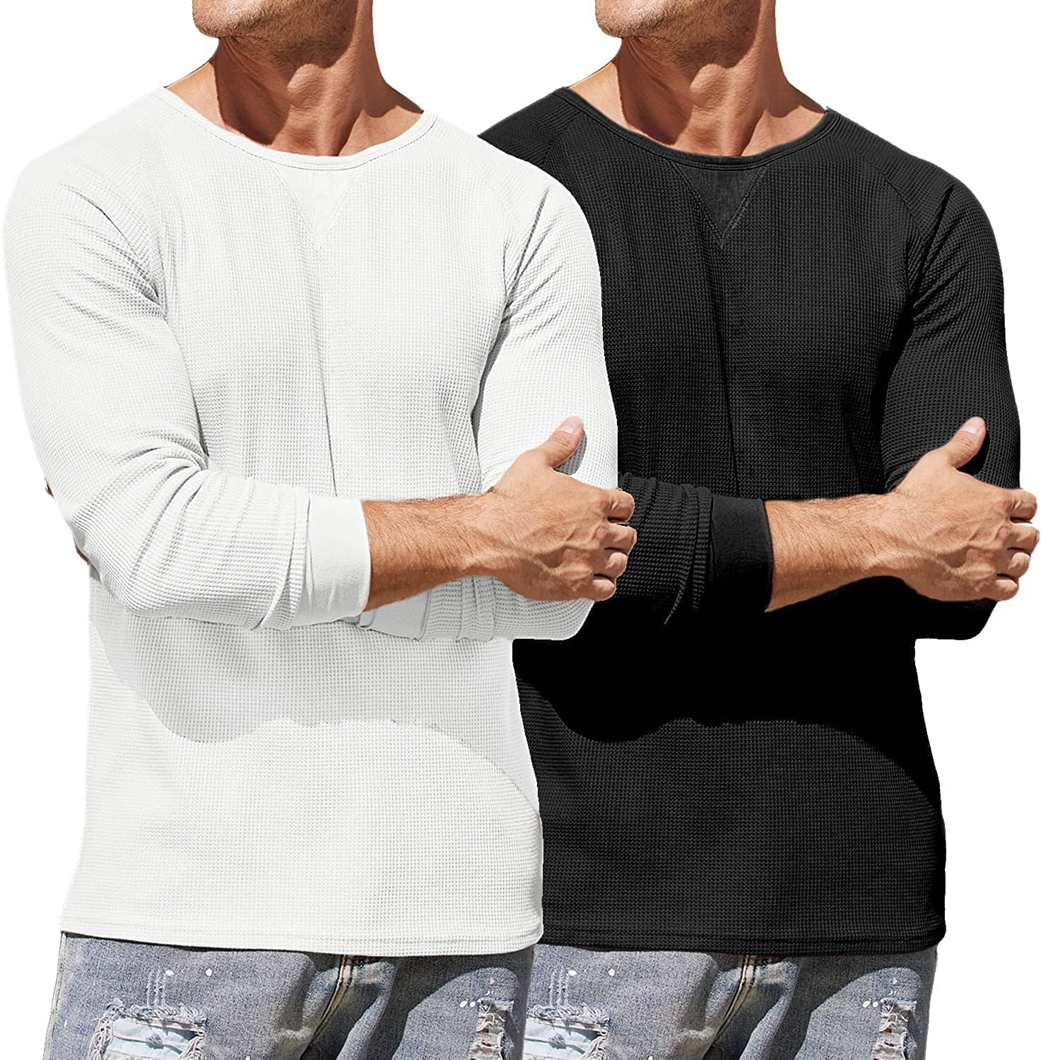 2 Pack Waffle Long Sleeve Cotton T-Shirt (US Only) - Image 4