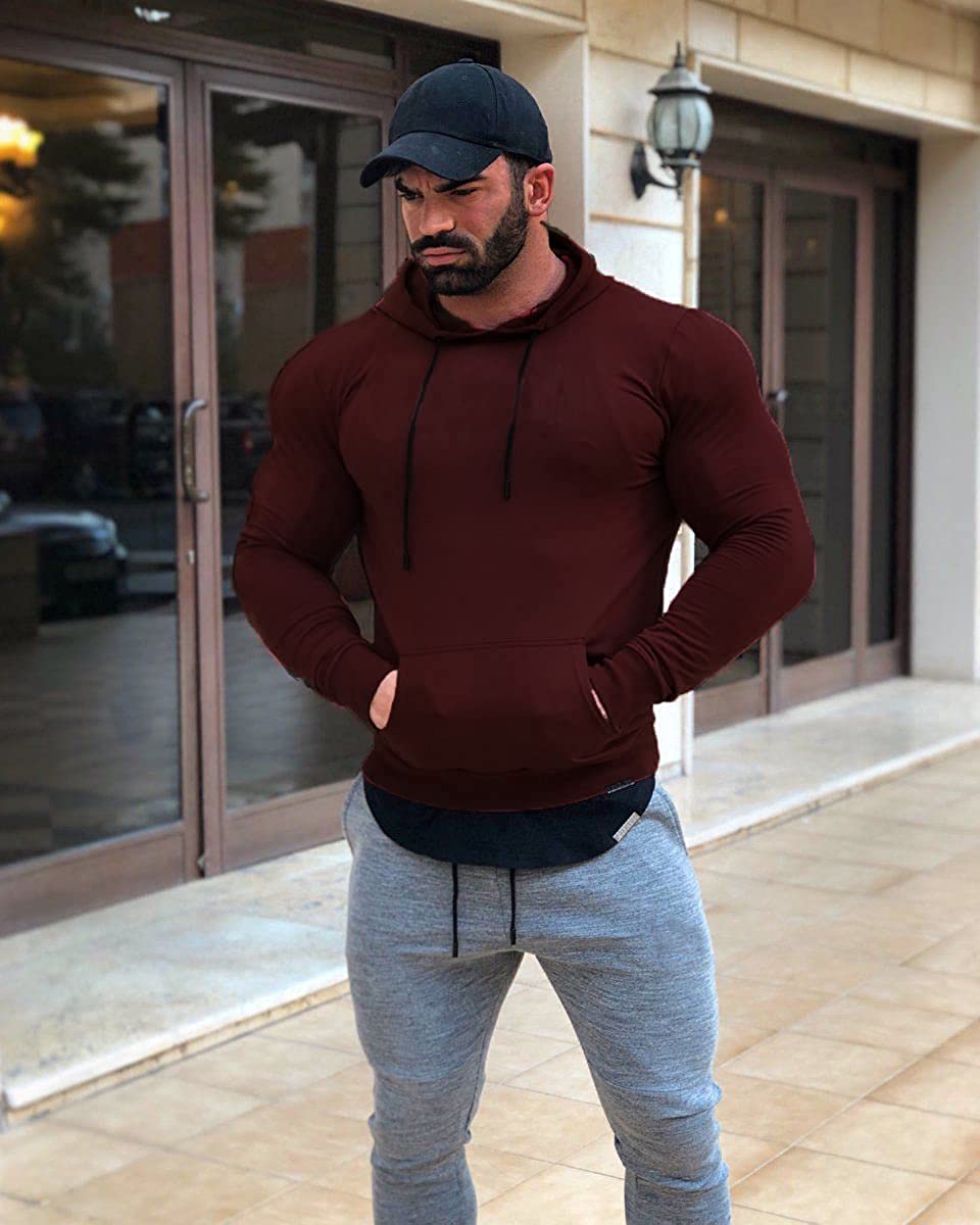 Men's Athletic Hoodie Long Sleeve Drawstring Sports Pullover Hooded Casual Fashion Sweatshirt with Pockets - Image 8