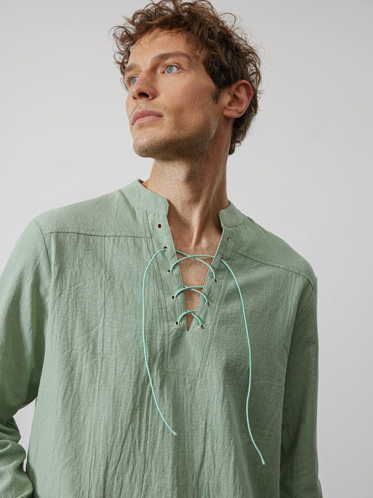 Coofandy V Neck Long Sleeves Shirt - Image 11