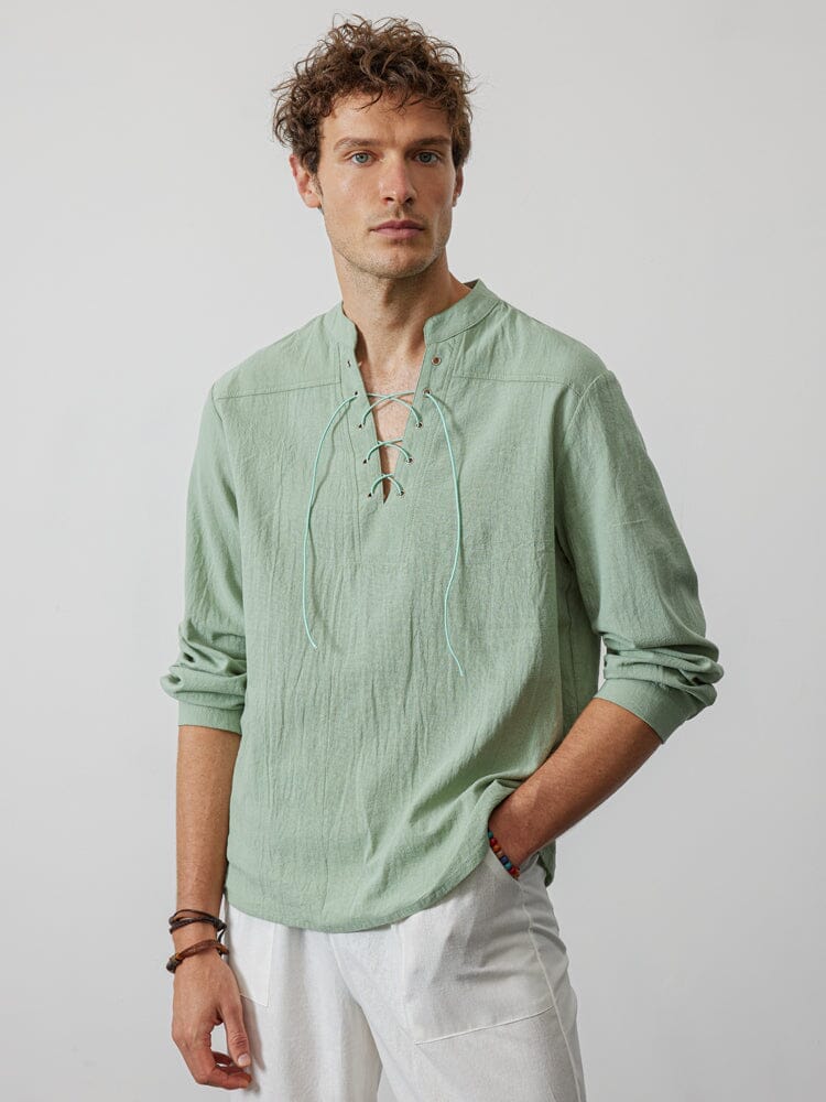 Coofandy V Neck Long Sleeves Shirt - Image 12