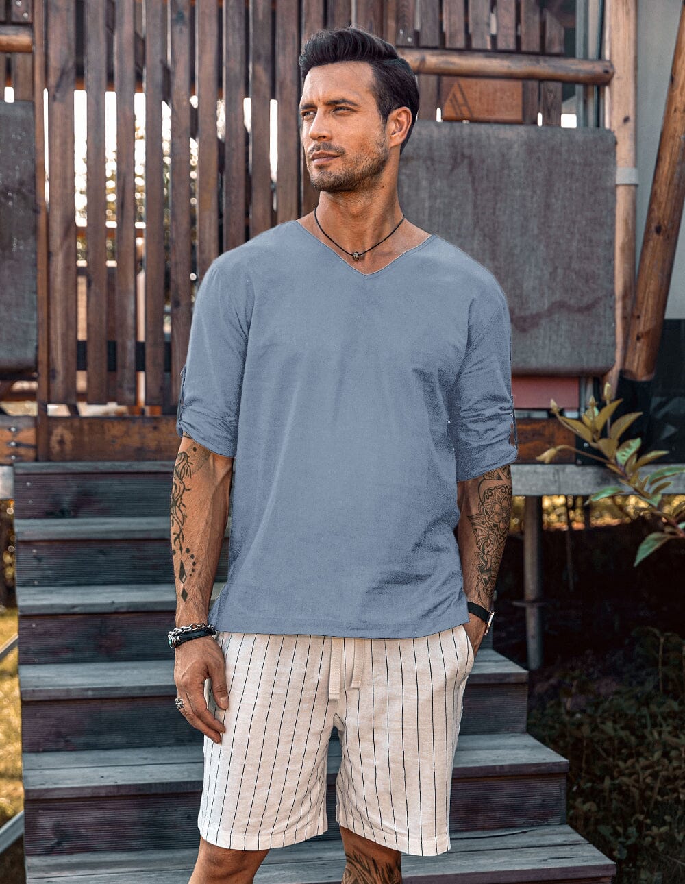 Cotton Linen Style Beach Shirt - Image 8