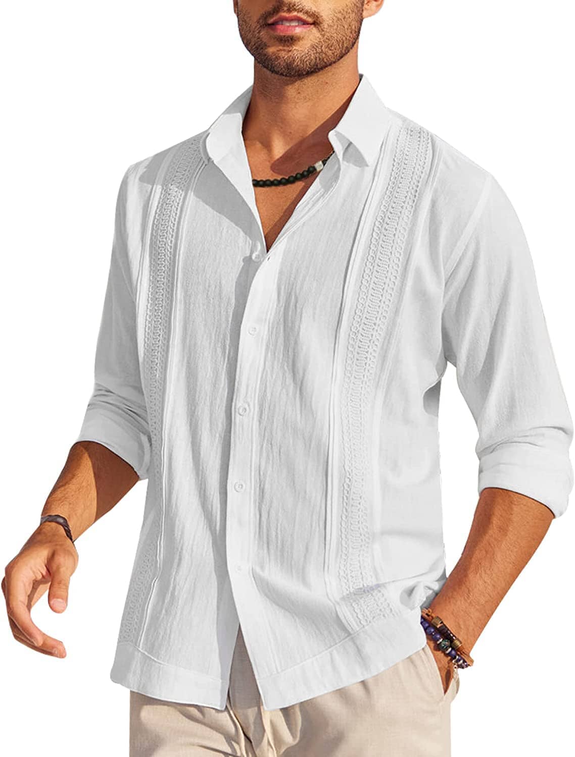 Cotton Beach Button Down Long Sleeve Shirt (US Only) - Image 2