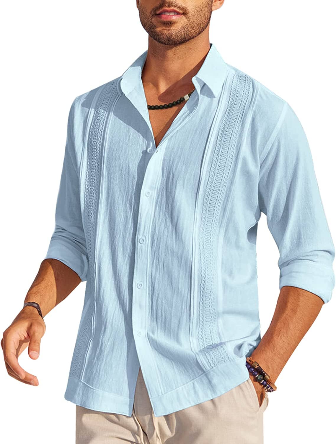Cotton Beach Button Down Long Sleeve Shirt (US Only) - Image 4