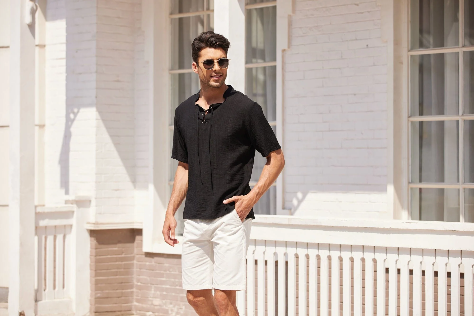 Linen Henley T-Shirt (US Only) - Image 4