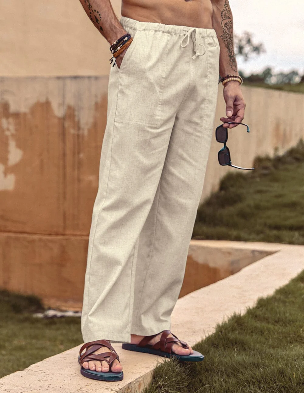 Linen Style Elastic Waist Yoga Pants (US Only) - Image 7