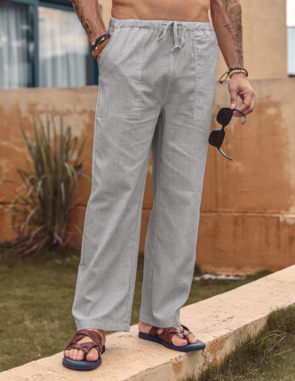 Linen Style Elastic Waist Yoga Pants (US Only) - Image 9