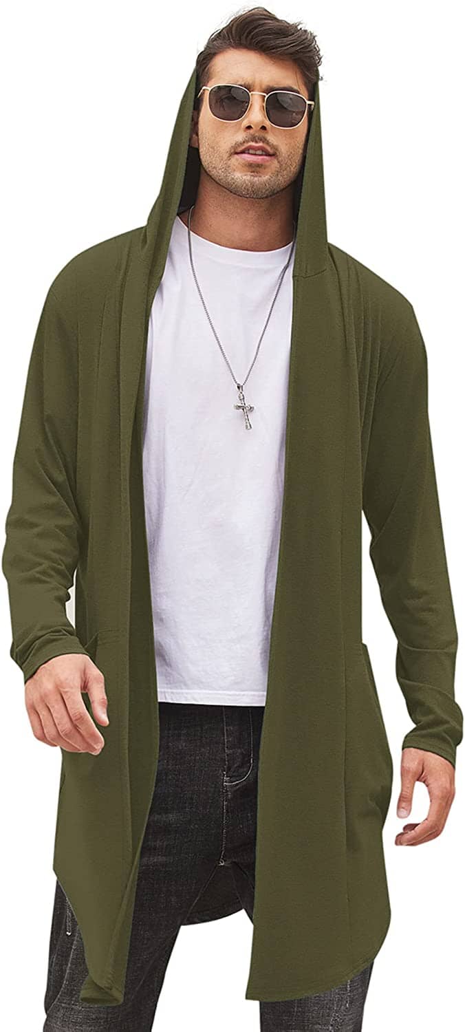 Long Hooded Shawl Collar Overcoat with Pockets (US Only) - Image 10