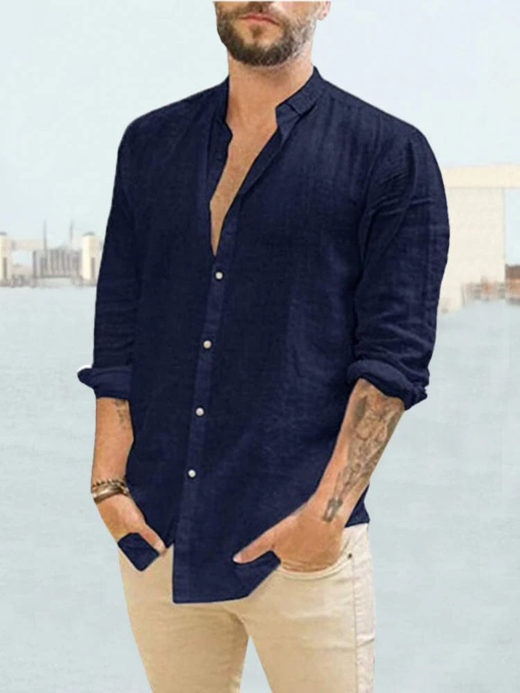 Long Sleeve Linen Style Shirt - Image 2