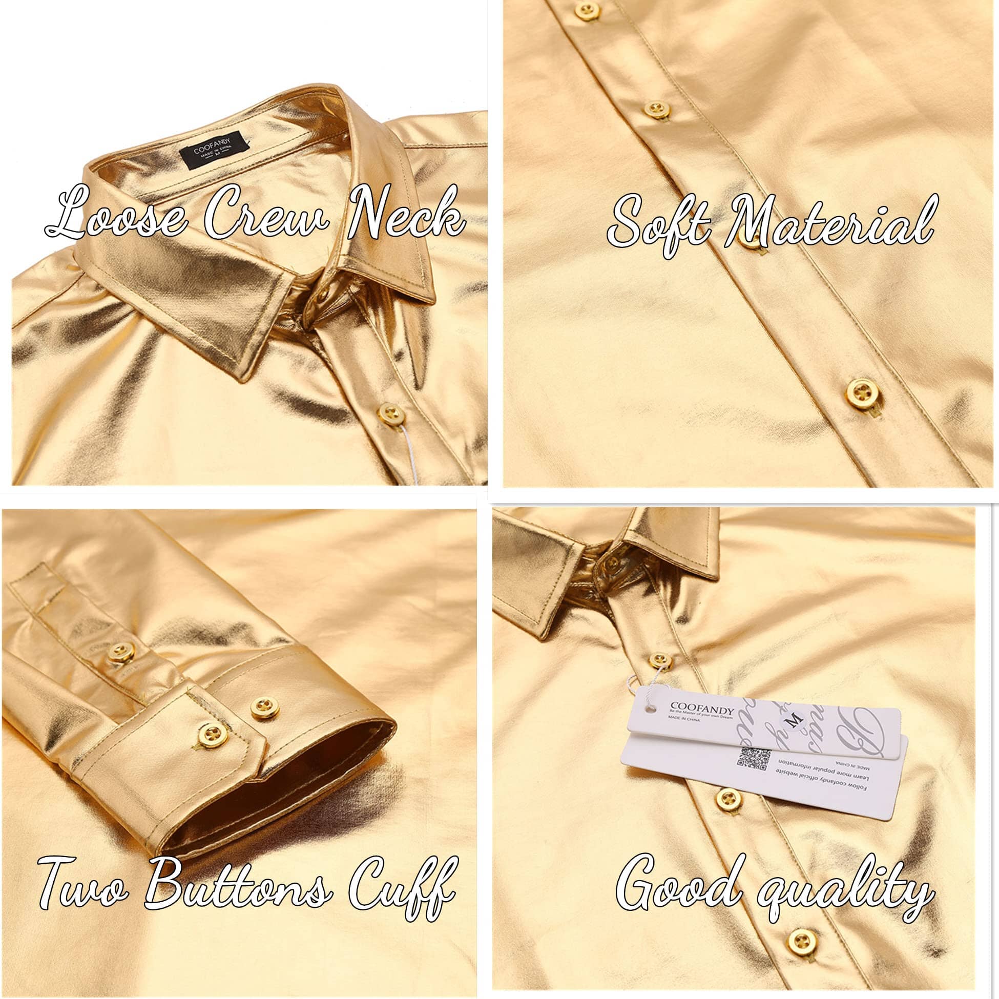 Metallic Disco Shiny Button Nightclub Party Shirt (US Only) - Image 10