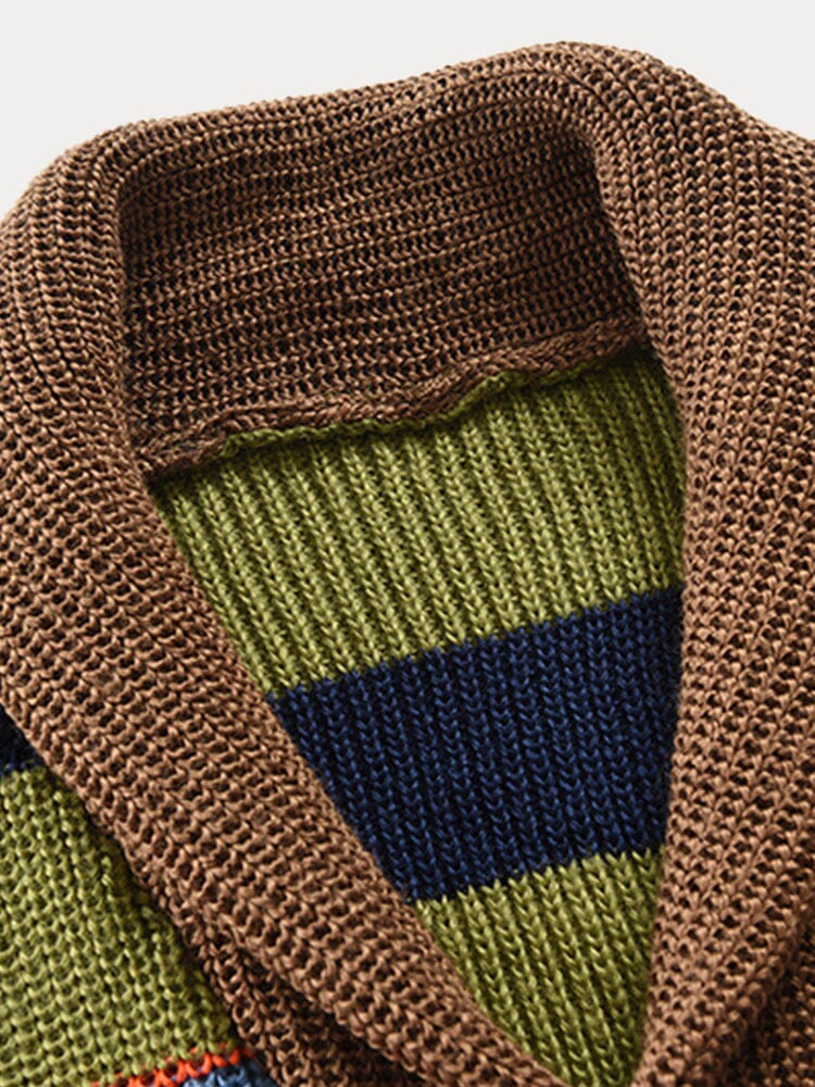 Multicolor Lapel Neck Sweater Coat - Image 3
