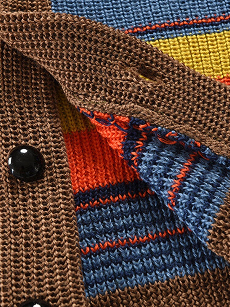 Multicolor Lapel Neck Sweater Coat - Image 4