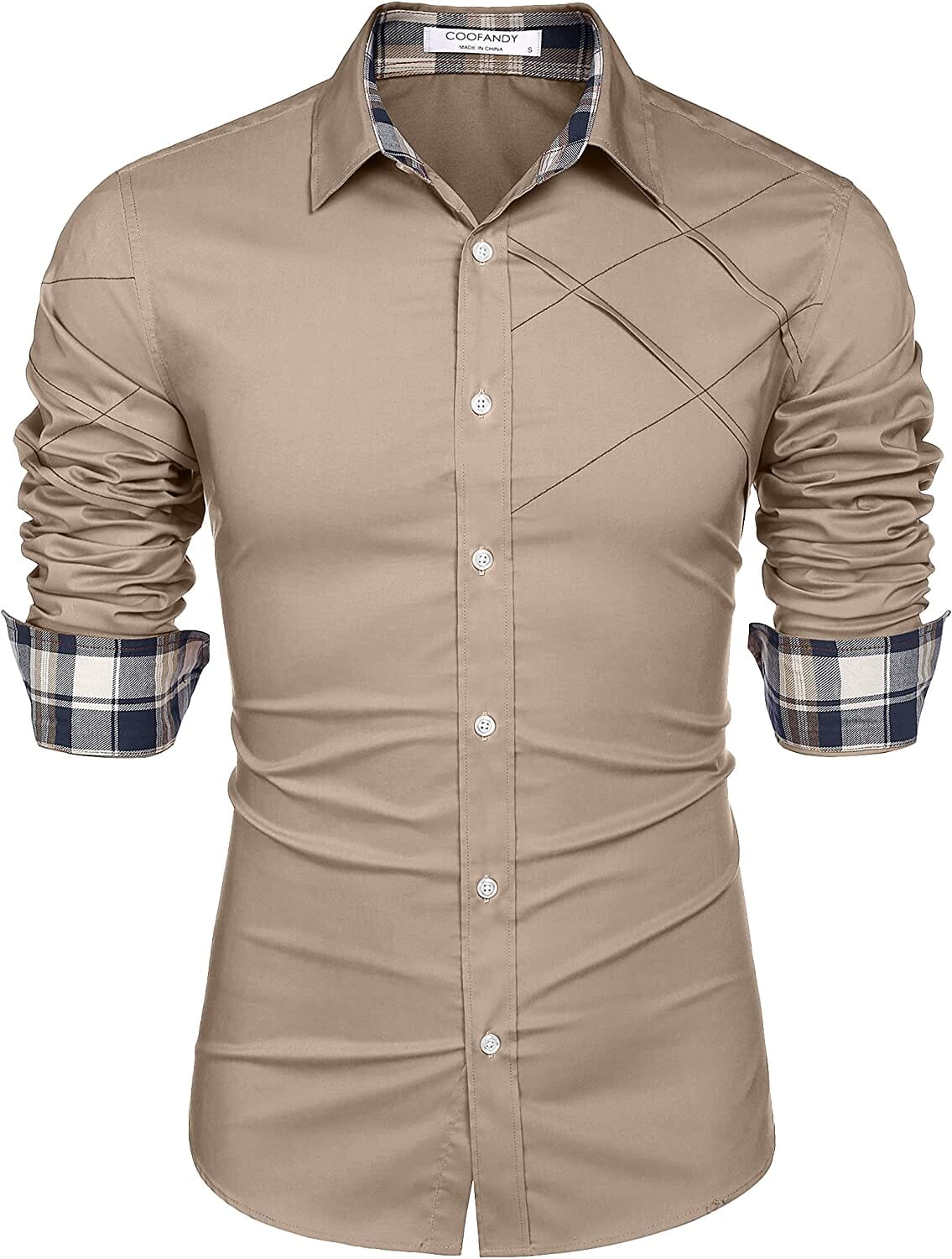 Plaid Collar Button Cotton Dress Shirt (US Only) - Image 3