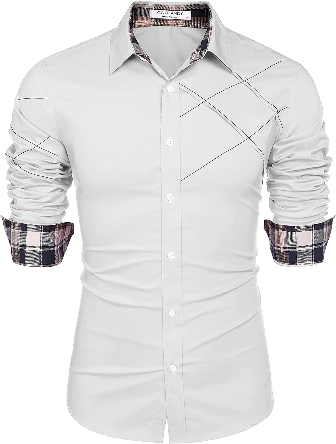 Plaid Collar Button Cotton Dress Shirt (US Only) - Image 4