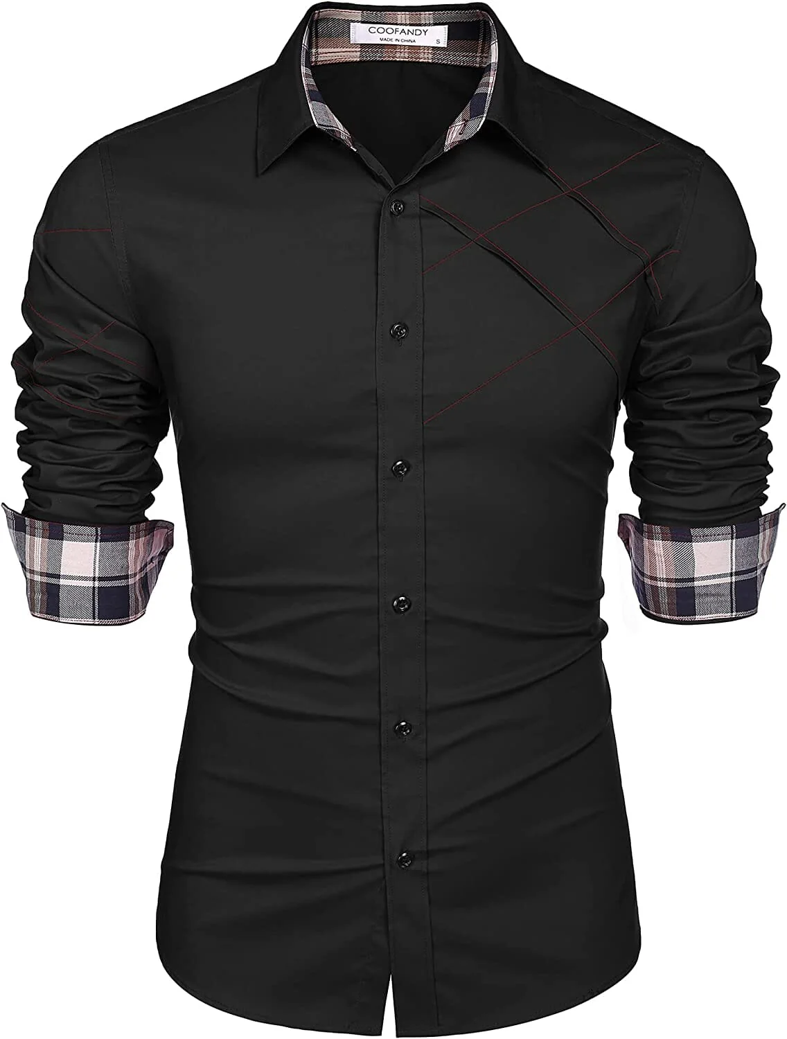 Plaid Collar Button Cotton Dress Shirt (US Only) - Image 7