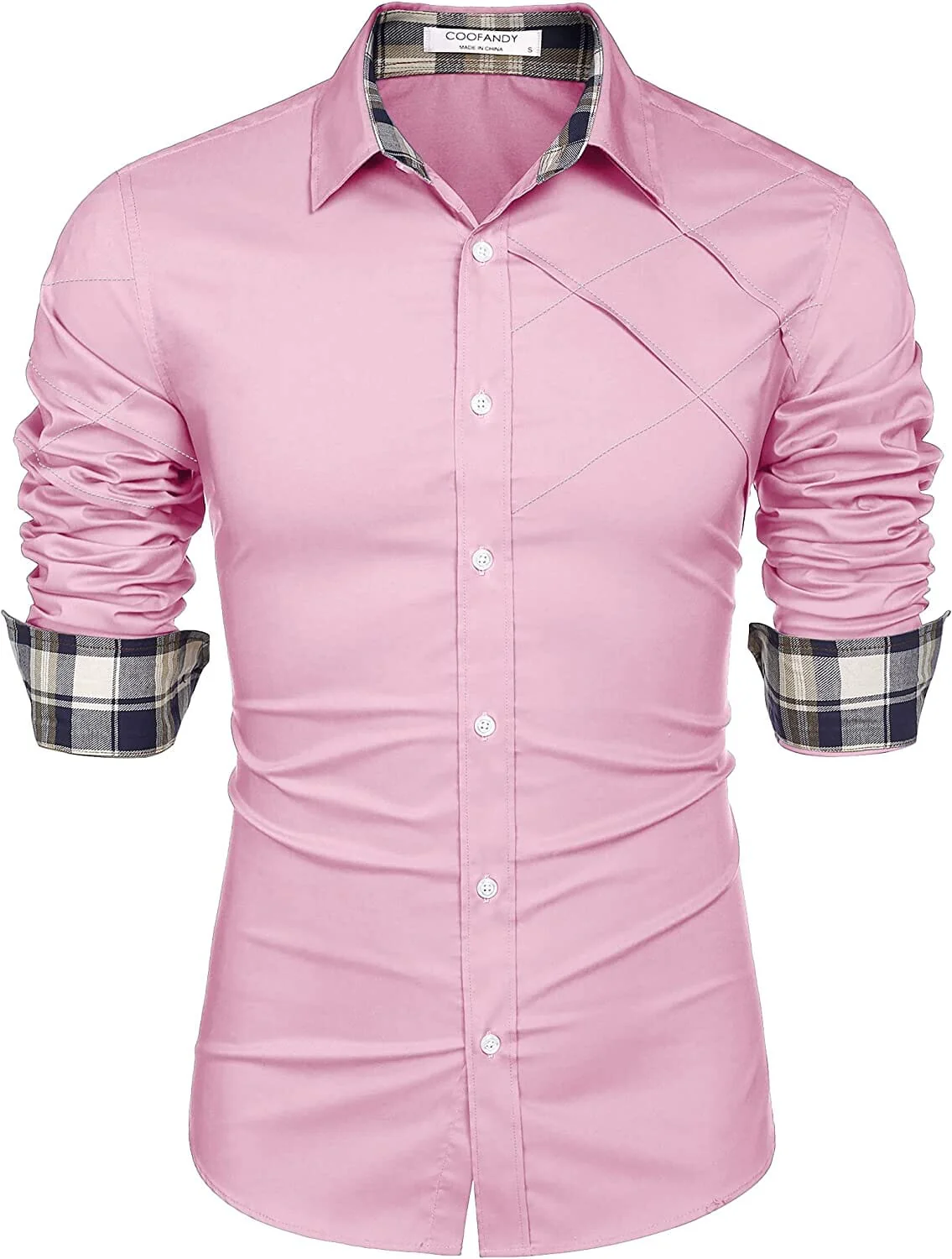 Plaid Collar Button Cotton Dress Shirt (US Only) - Image 8