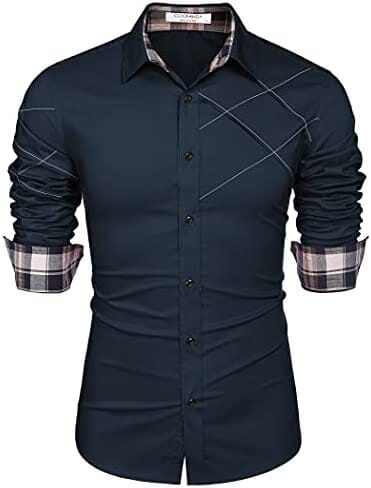 Plaid Collar Button Cotton Dress Shirt (US Only) - Image 9