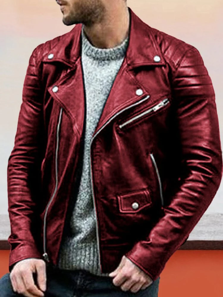 Punk Motorcycle Leather Jacket - Image 2