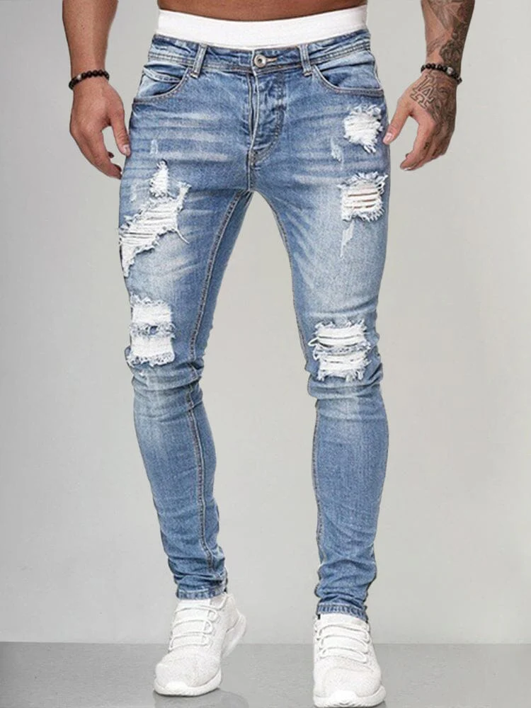 Slim Fit Torn Jeans - Image 3