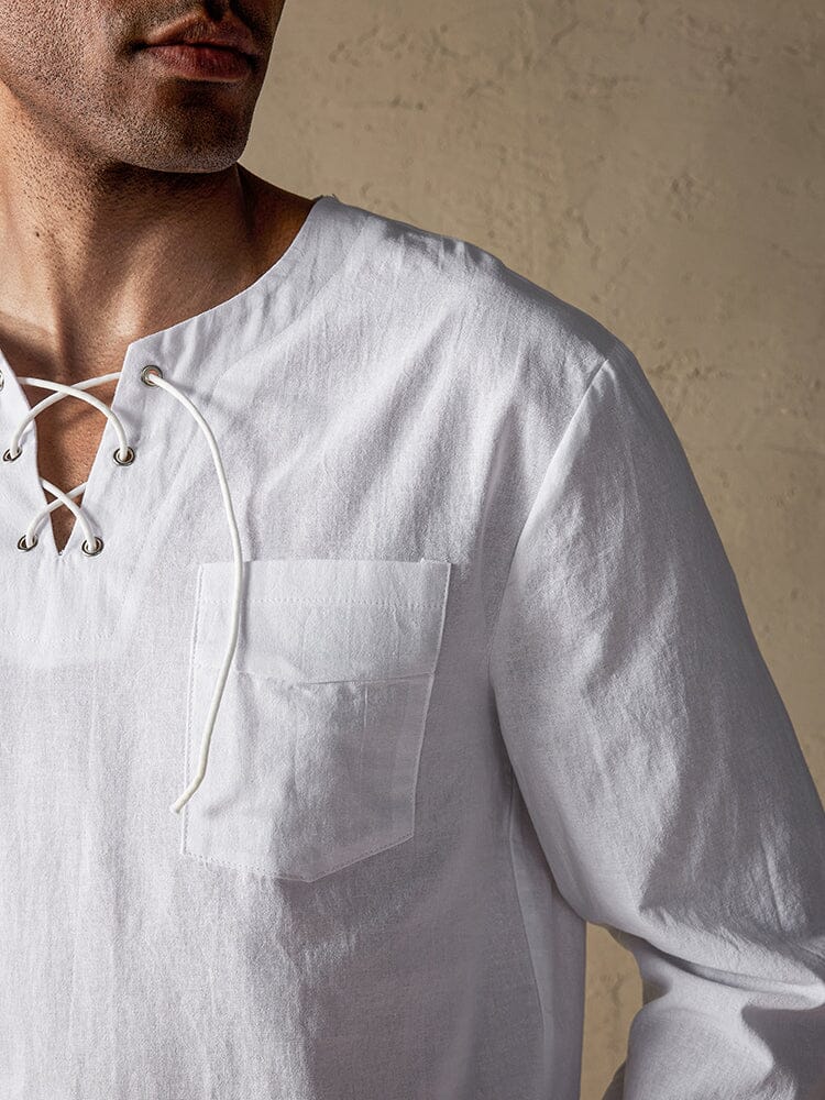 Solid Color Long Sleeve Casual Cotton Linen Set - Image 6