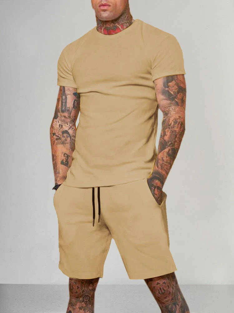 Solid Color Short Sleeve Casual Set - Image 9