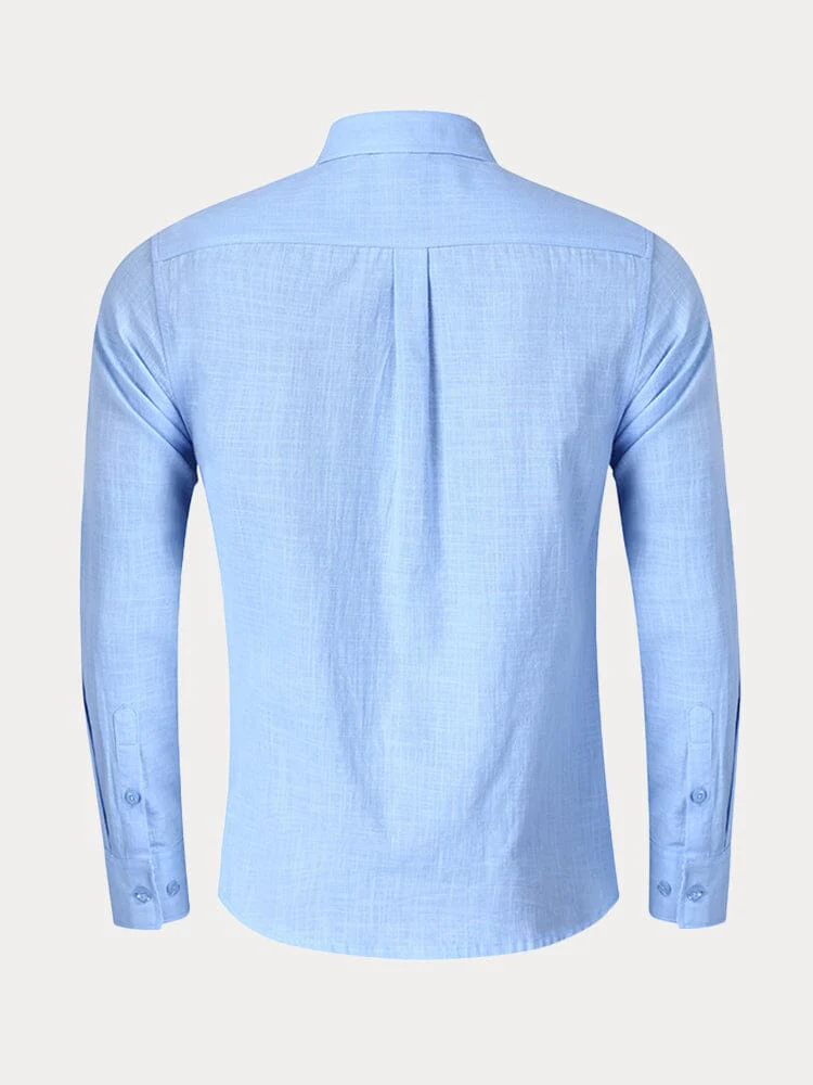 Splicing Long Sleeves Cotton Linen Shirt (US Only) - Image 6