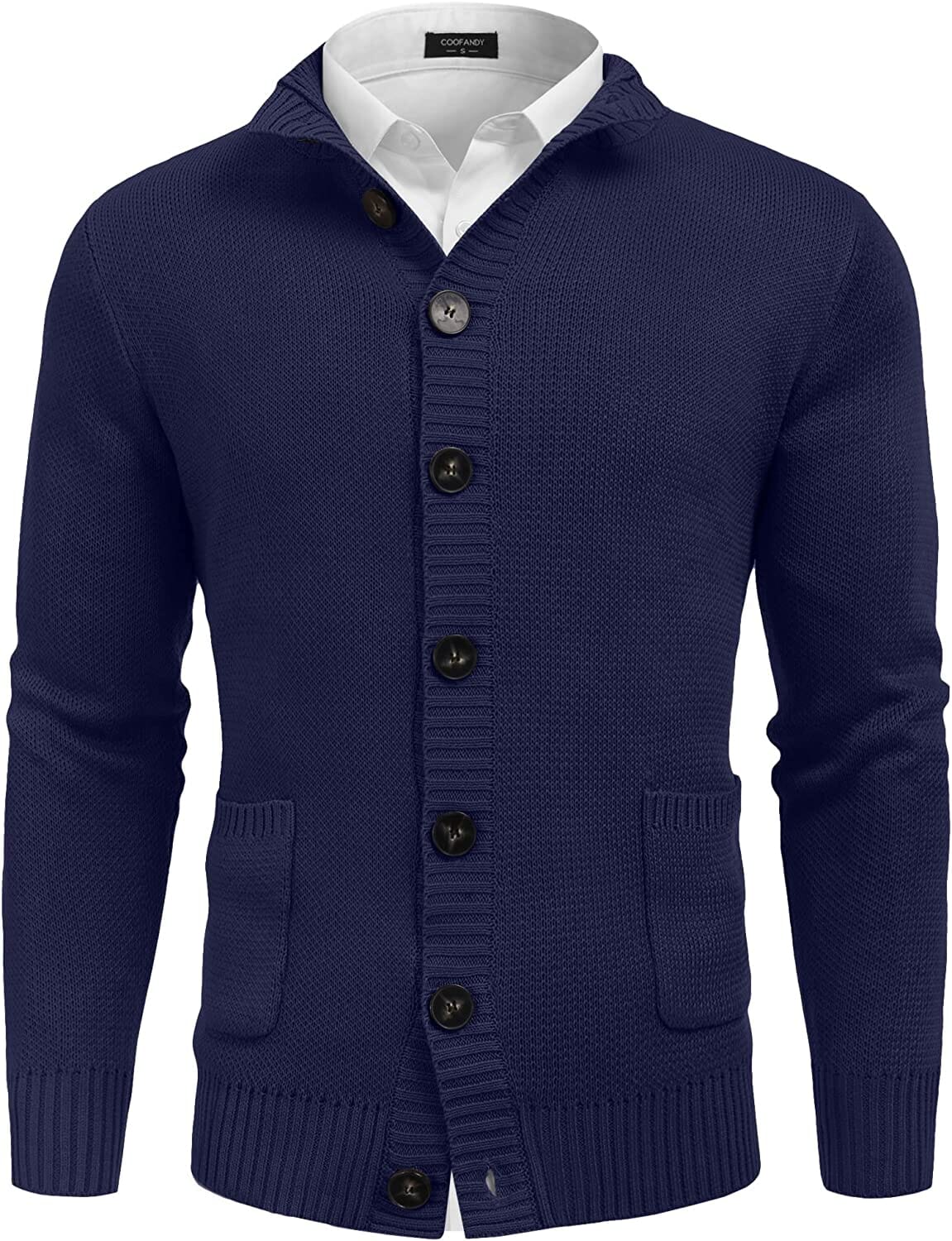 Stand Collar Button Down Knitted Cardigan with Pockets (US Only) - Image 5